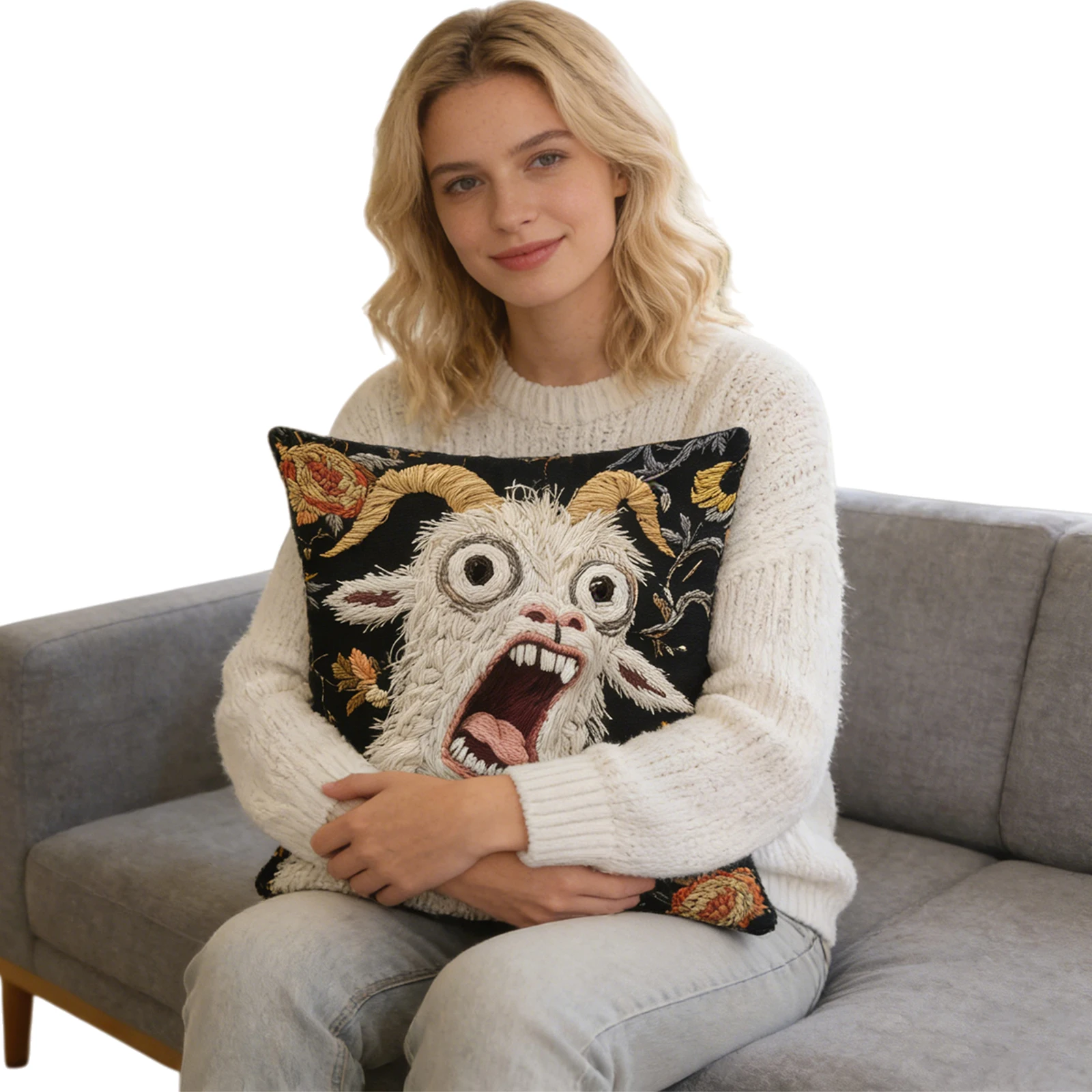 Hilarious Animal Graphic Pillow Cover 17.72x17.72 Inch Farm Animal Cushion Shell for Dorm Bedroom Living Room Office Decor