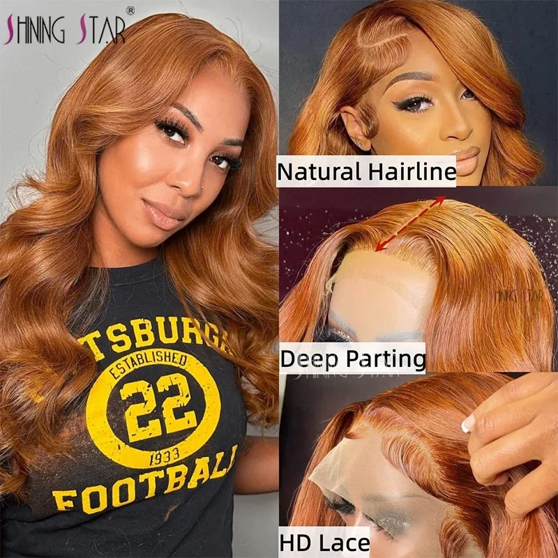 Body Wave Ginger Orange 13X4 Hd Lace Front Wigs Colored Preplucked Wig 13X4 Lace Frontal Wigs 100% Human Hair Wigs Ginger Wigs