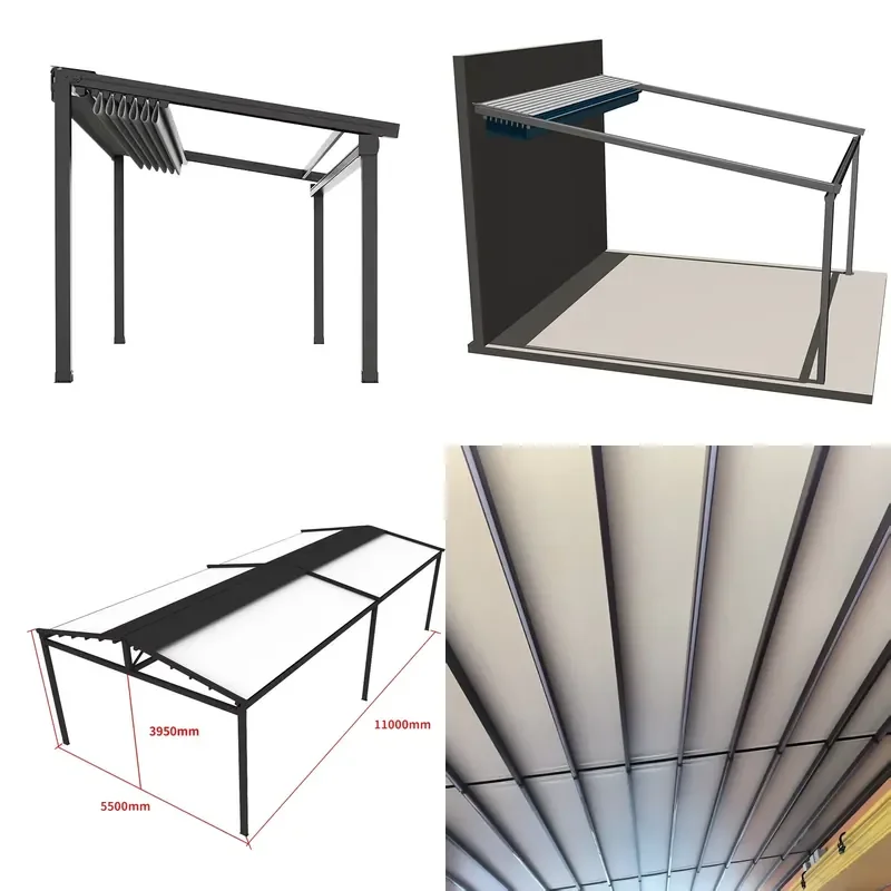 for Customized Sunshade Rainproof Pergola Sliding Porch Awning Folding Patio Cover Roof System Automatic Telescopic Pergola