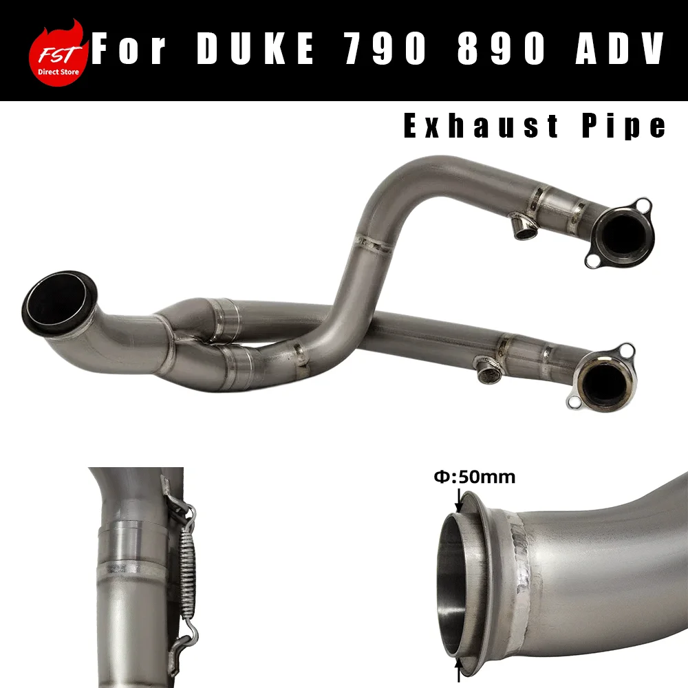 50MM Titanium Front Exhaust Pipe for Motorcycle Modification, Fits DUKE 790 890 ADV