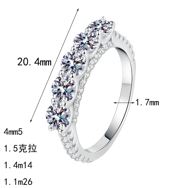 

ZFSILVER 925 Silver Fashion Luxury Trendy Color D Moissanite Princess 5 Ring For Charm Women Wedding Party Jewelry Gift AZ1271-J