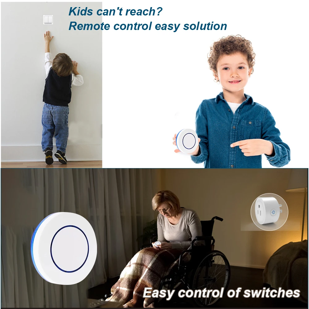 RF433 Wireless Remote Control Outlet US Plug, Smart Remote ON OFF Electrical Socket for Lights Fans TVs, Home RF Remote Switch