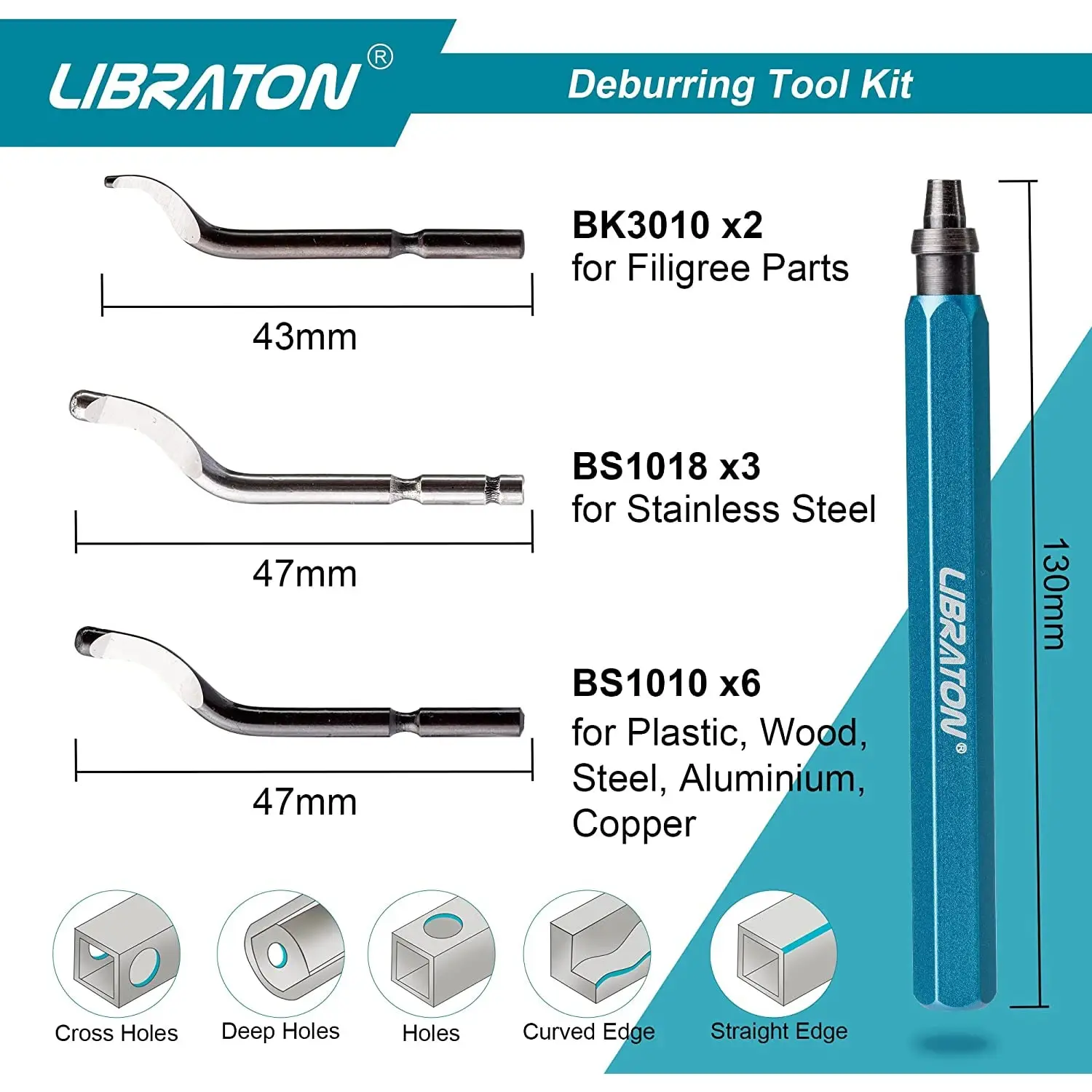 Deburring Tool with 11 HSS Steel Blades 360 Degree Rotary Head Deburring Tool for Metal Resin Plastic 3D Printing Wood