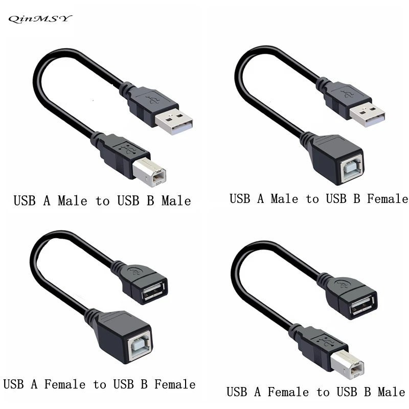 USB 2.0 typ A żeński na USB B męski skaner kabel do drukarki przedłużacz USB do drukarki Adapter kabla 30cm