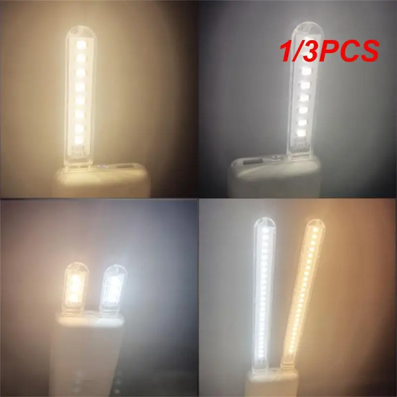 1/3PCS Mini Portable LED Usb Light 3/8 LEDS Book Light PC Laptop Mobile Power USB Plug Lamp Eye Protection Reading Camping Night