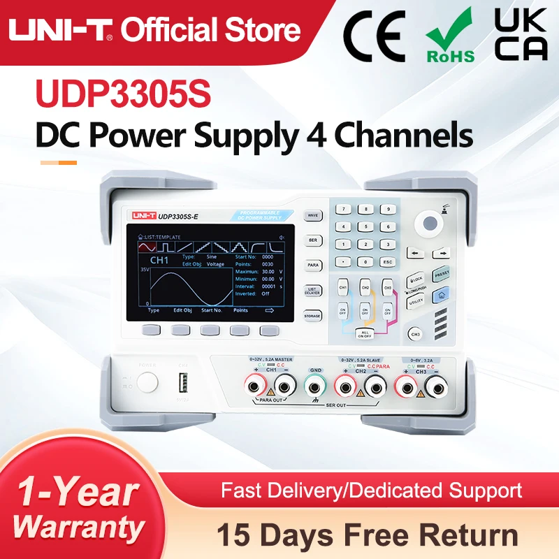 UNI-T Programmable DC Power Supply UDP3305S Laboratory Adjustable Power Supply 30V 5A High Precision 4 Channels