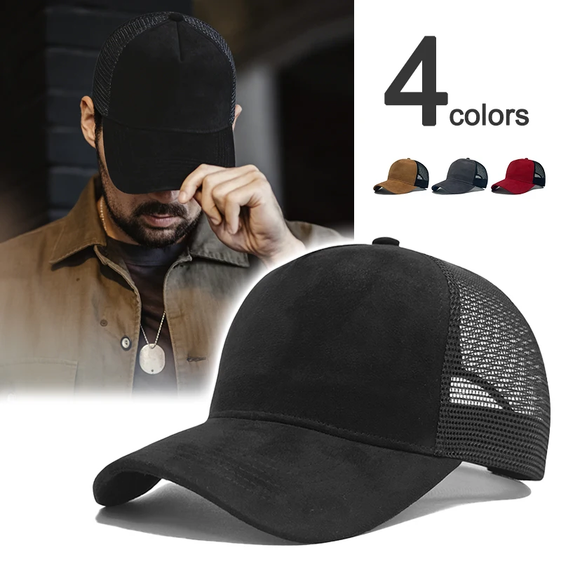 Unisex Mesh Suede Hat Men Baseball Cap Summer Breathable Sports Hats Fashion Solid Baseball Caps Casual Hip Hop Cap For Outdoor