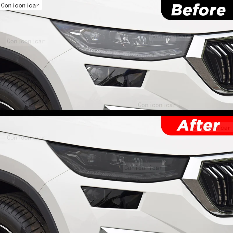 For SKODA KODIAQ 2021 2022 Car Exterior Headlight Anti-scratch Front Lamp Tint Cover TPU Protective Film Accessories Sticker