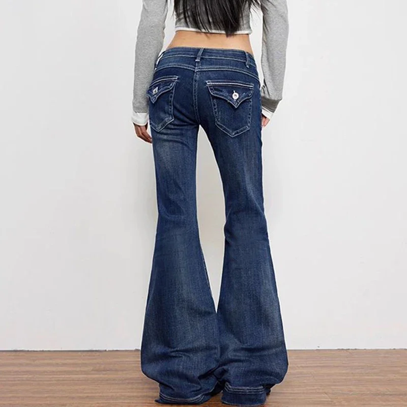 Girls Classic Fashion Low Waist Flared Jeans Women Loose Fit Casual Pants Hot Sale Female Straight Leg Denim Trousers