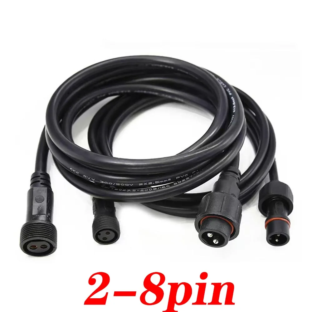 2pin-3pin-4pin -- 8pin DC LED luz com cabo de extensão tomada à prova d'água IP67 50cm 100cm 300cm