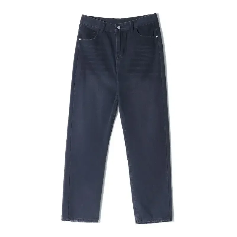 Pantaloni Jeans da uomo nuovi pantaloni a gamba larga dritti con personalità coreana a vita alta 2024 moda autunno inverno Vintage Denim maschile