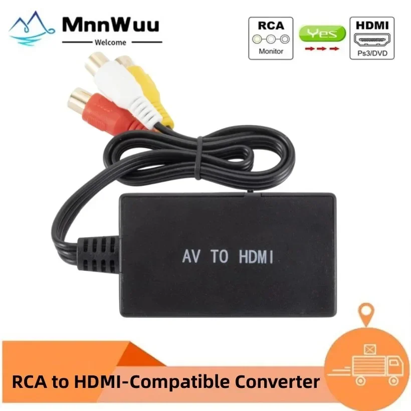 

RCA To HDMI-Compatible Converter Composite To HD Adapter Support 1080P PAL/NTSC Compatible with PS2 Xbox Blue-Ray DVD Players