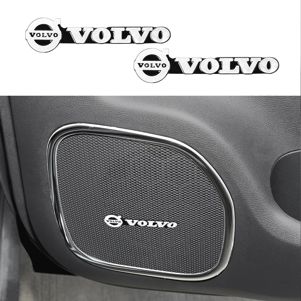 2Pcs Car 3D Logo Audio Sticker Auto Interior Central Control Alloy MINI Emblem Badge Decal For Volvo S60 S90 XC40 XC60 XC90 V40