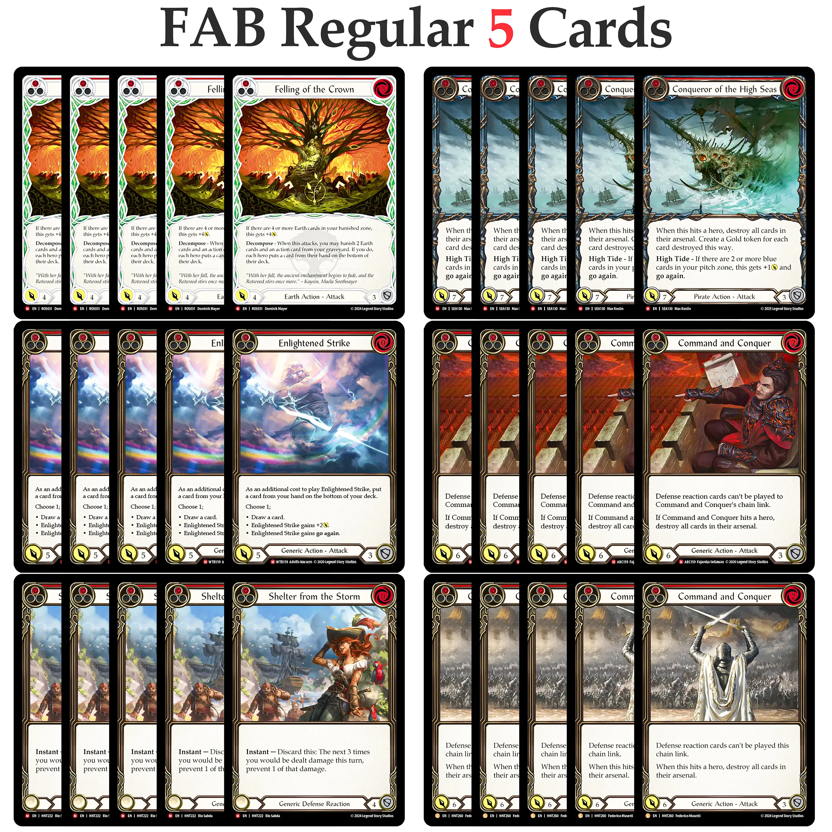 

PROXY 5PCS FAB Regular Best Seller Cards Ripple Away/Conqueror of the High Seas/Command and Conquer/Enlightened Strike GameCard