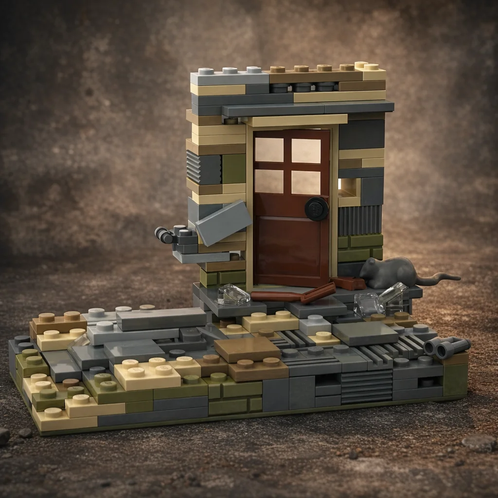 

Конструктор MOC: Разрушенный Дом, Сцена с Заброшенной Дверью, Уличная Диорама, Набор Кирпичиков для Сборки, Декор для Стола, Подарок для Взрослых и Детей