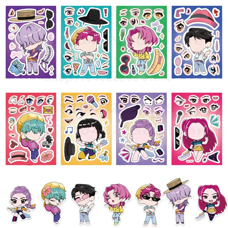 ؛ 2025,8/16 قطعة لطيف KPop شيطان الصيادين لغز ملصقات جعل Fac الكرتون DIY بها بنفسك الهاتف المحمول الأمتعة سكيت الكتابة على الجدران الشارات #2