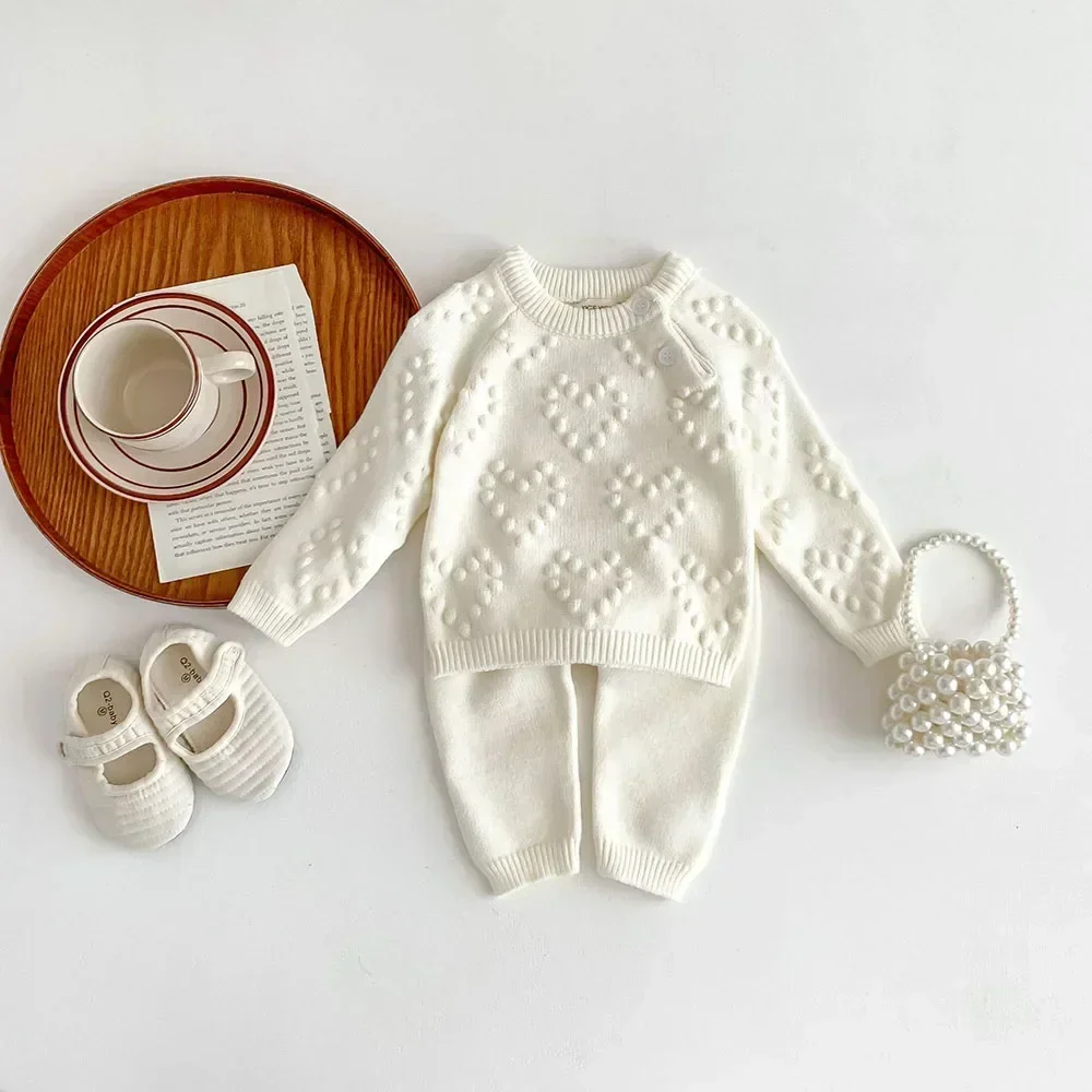 2Pcs Spring Baby Girl Clothing Sets Knit Sweater + Pants for Girls Newborn Girl Clothes set