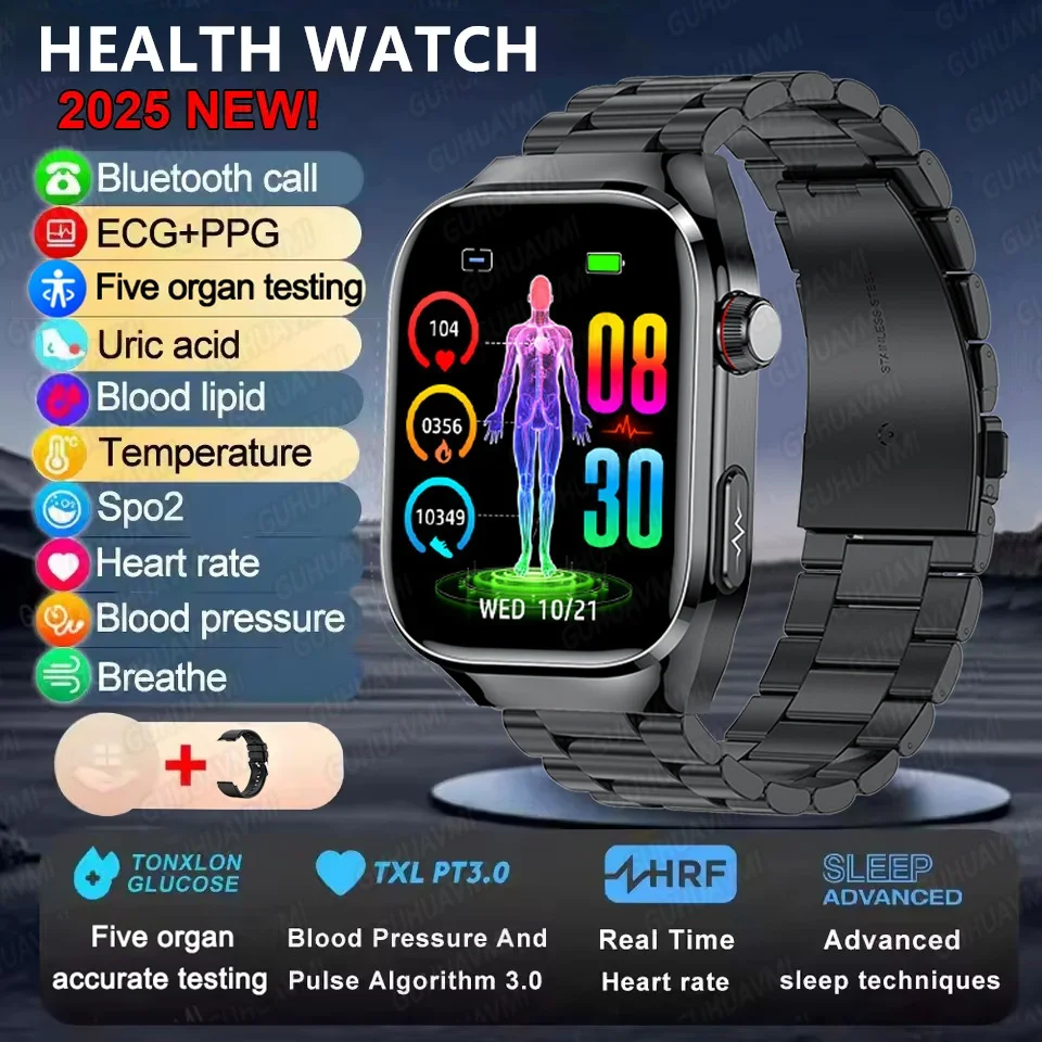 2025 New Smart Watch 2.04-inch AMOLED Screen Bluetooth Call IP68 Waterproof 650mA Sports Smartwatches Men Android Military-Grade