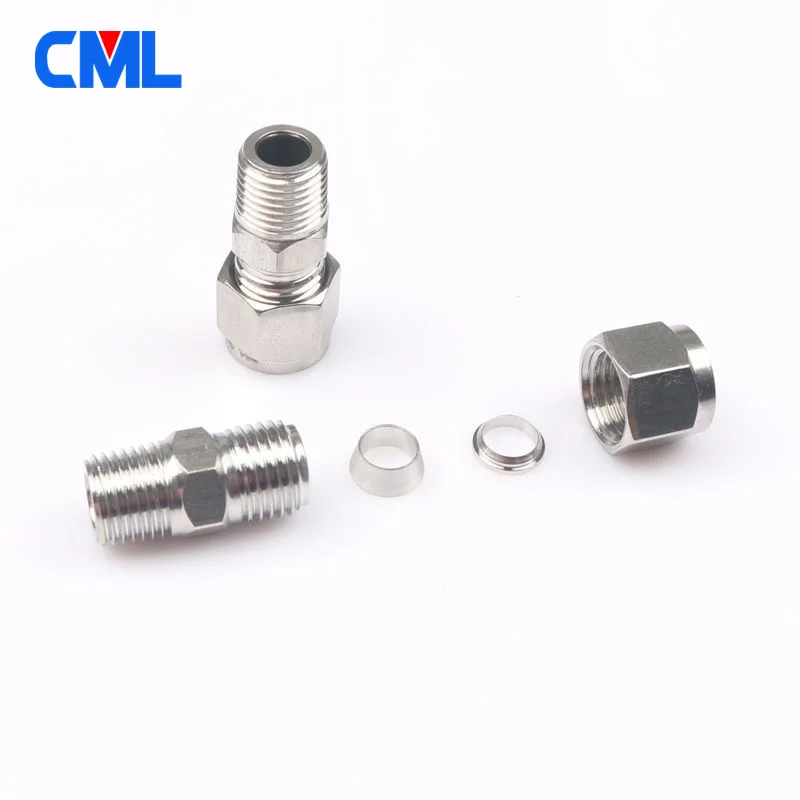 SS 304 Stainless Steel Double Ferrule Compression Connector 6mm 8mm 10mm 12mm Tube to 1/8" 1/4" 3/8" 1/2" Male NPT Pipe Fittings