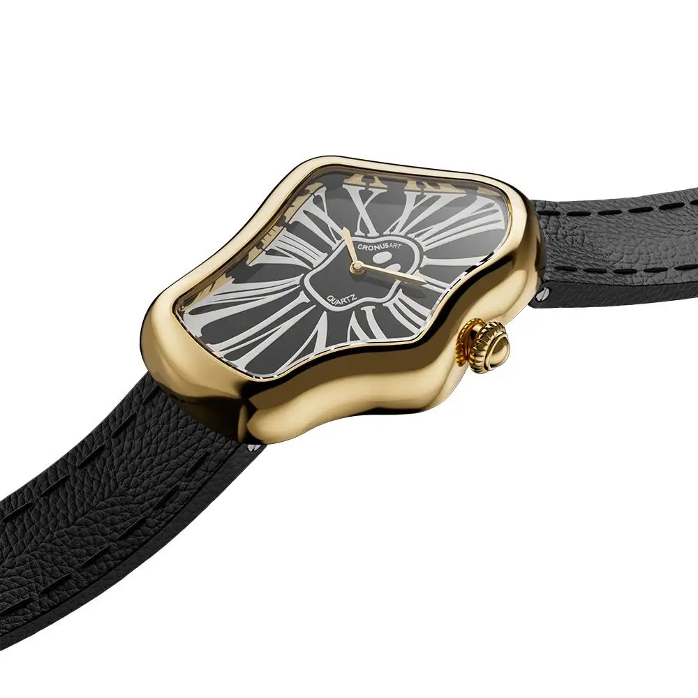 CRONUSART 여성용 쿼츠 시계, 여성용 손목시계, 불규칙한 케이스, 크리스탈 미러 두께 7.9mm, 28mm * 46mm