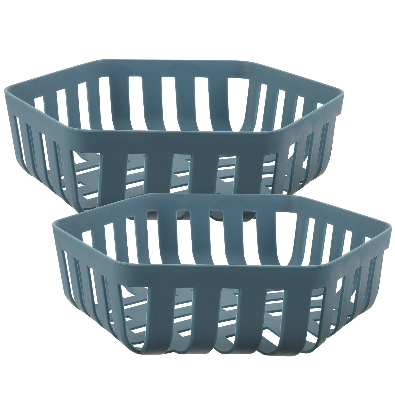 

2pcs Plastic Fruit Kitchen Basket Vegetable Storage Container Bright Color Hollow Design Large Capacity Home Kitchen Organizer