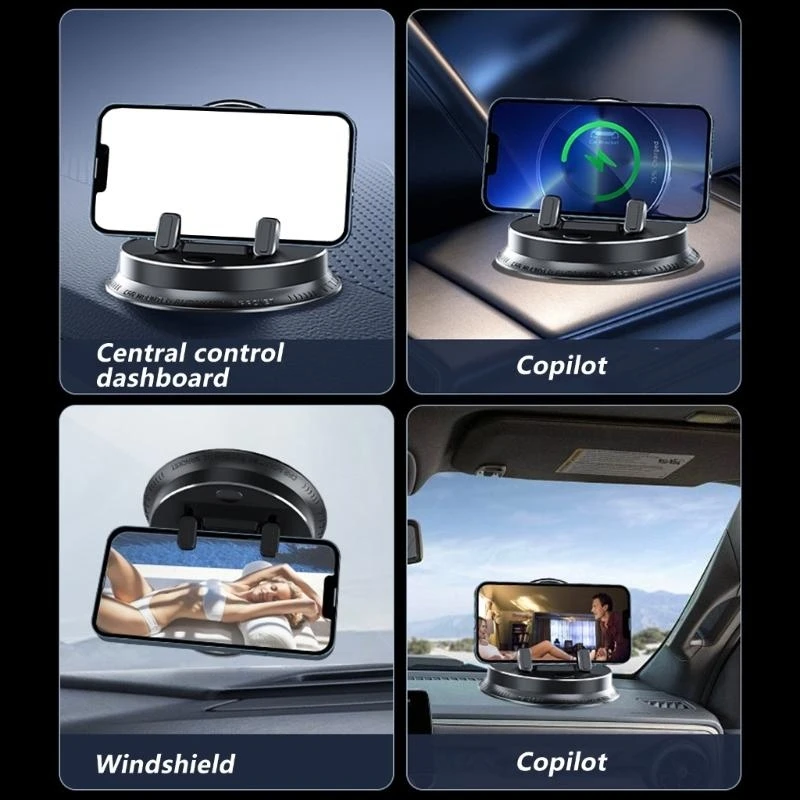 Nonslip Dashboard Phone Holder Auto Locking Base 360 Adjustable Car Phone Holder