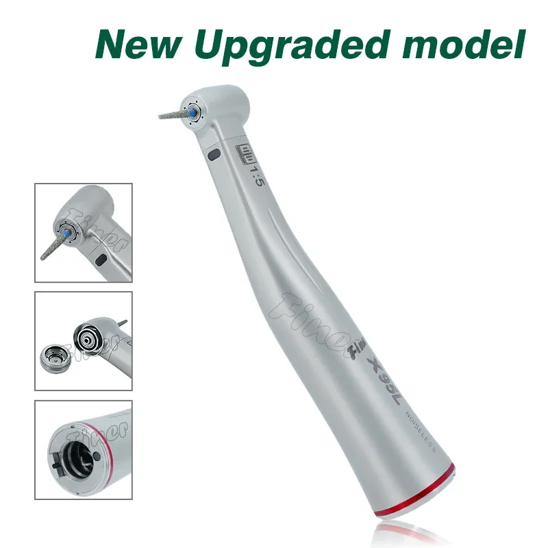 Dental 1:5 Increasing Contra Angle Red Ring Against Angle Fiber Optic Increasing Speed Handpiece Compatible with X95L