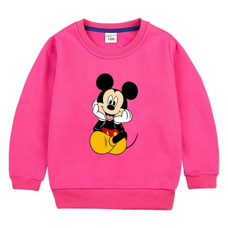 

2024 New Disney Quality Cotton Tee Shirt Girls for Children T-shirt Pink Long Sleeve Kids Tops Bluey Mickey Clothes 2-10Y