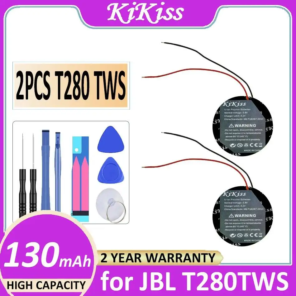 Прочные аккумуляторы 130 мАч для беспроводных Bluetooth-наушников JBL T280TWS, T280 ICR1254, 2 шт., быстрая зарядка.