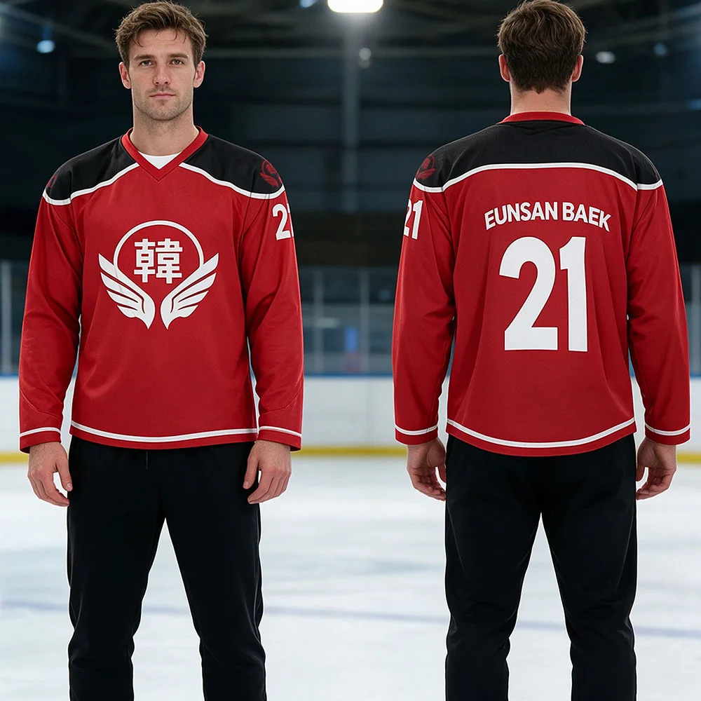 Melting Point NO.21 Eunsan Baek Hockey Jersey Long Sleeve V-neck Graphic Merch T-shirt Unisex Streetwear Full Print Tshirts Male