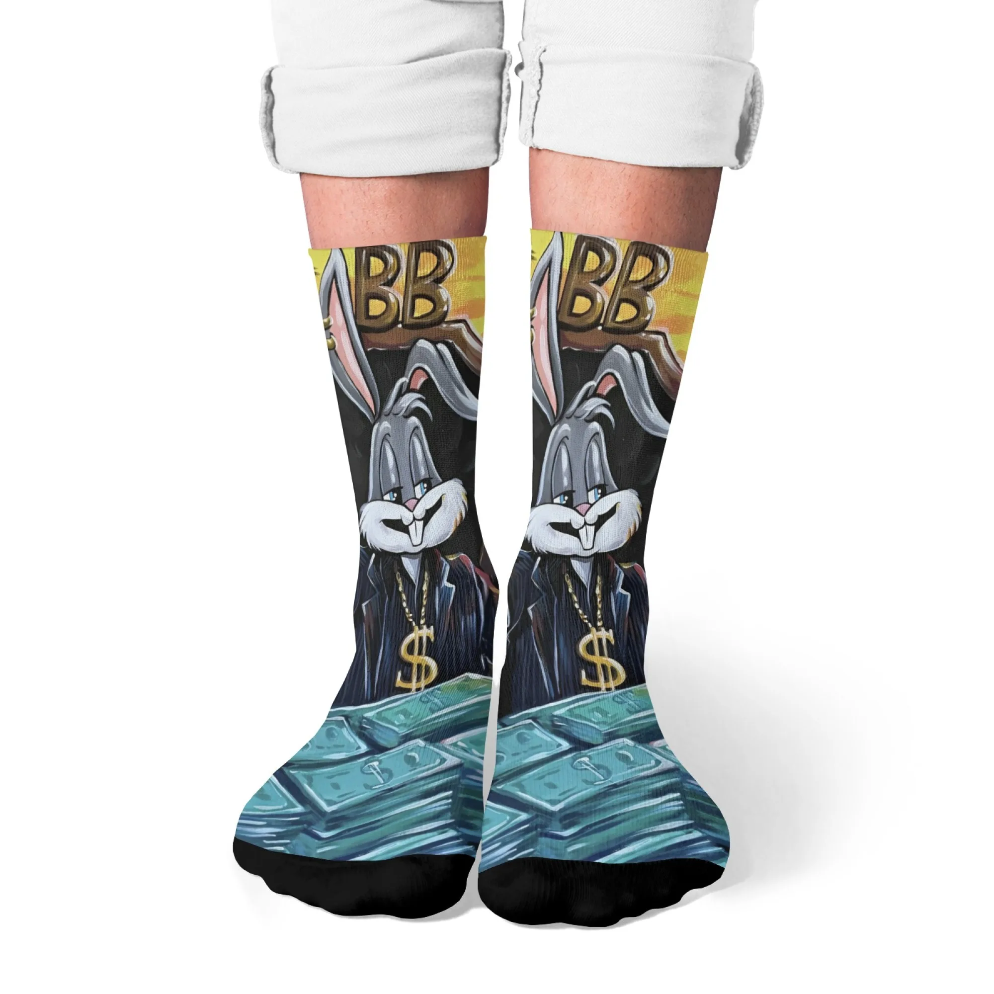 الهيب هوب الكرتون الأرنب رئيس نمط عارضة الرجال الجوارب مريحة للتنفس عدم الانزلاق الجوارب الجدة المتناثرة الرجعية طاقم الجوارب