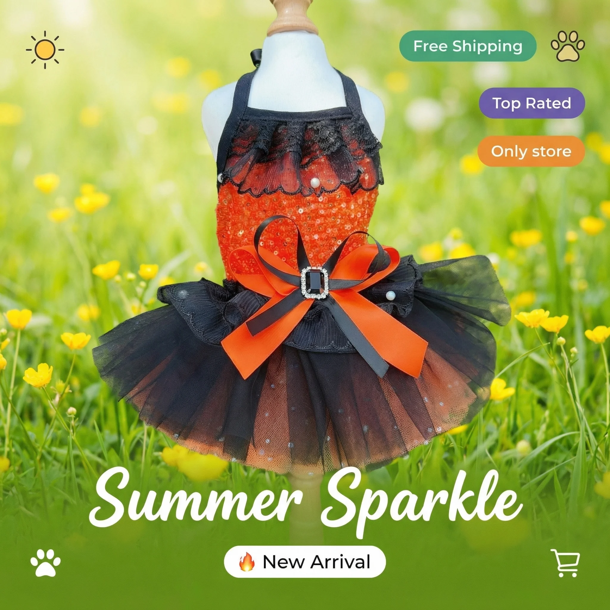 

Elegant Pet Dog Cat Skirt Dress Sequin Suspender Gown for Birthday Party Festival Spring Summer Birthday Party Festival Costume