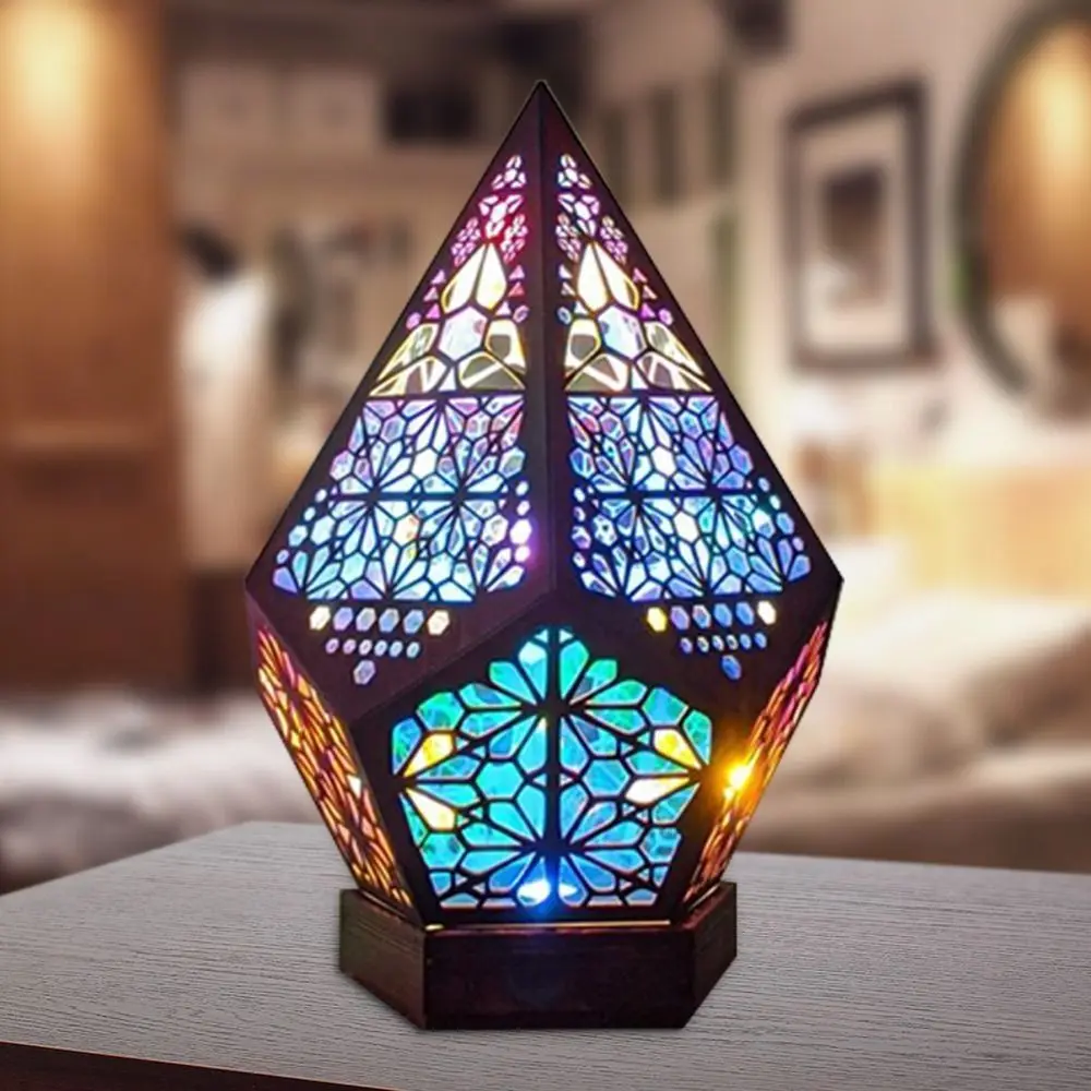 Multifunctional Colorful Bohemian Floor Projection Lamp USB Glowing LED Projection Light Retro Waterproof Night Lights Garden