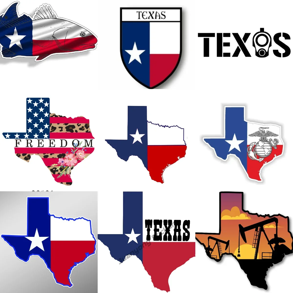 Texas Map Flag Emblem Creative PVC Sticker for Decorate Car Van Truck Bicycle Motorcycle Window Wall Decal Accessorie