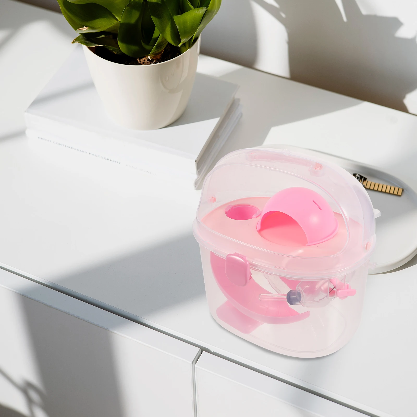 

Pink Hamster Cage for Outdoor Small Pet H held Travel Supplies Guinea Pig Carrier Case Portable Container House Plastic Sturdy