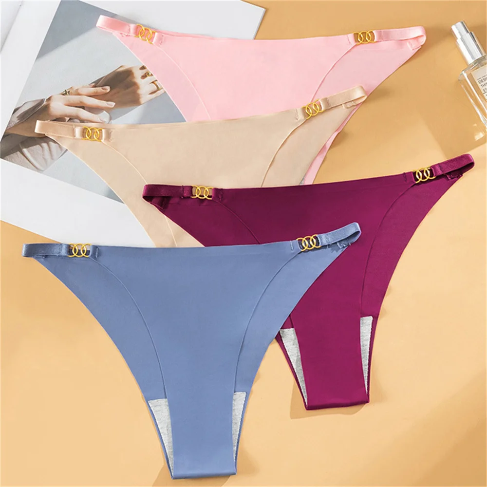 8pcs/pack Women's G Strings Panties Sexy Low Waist Solid Color Briefs Underwear Female Comfortable Breathable Seamless Panties