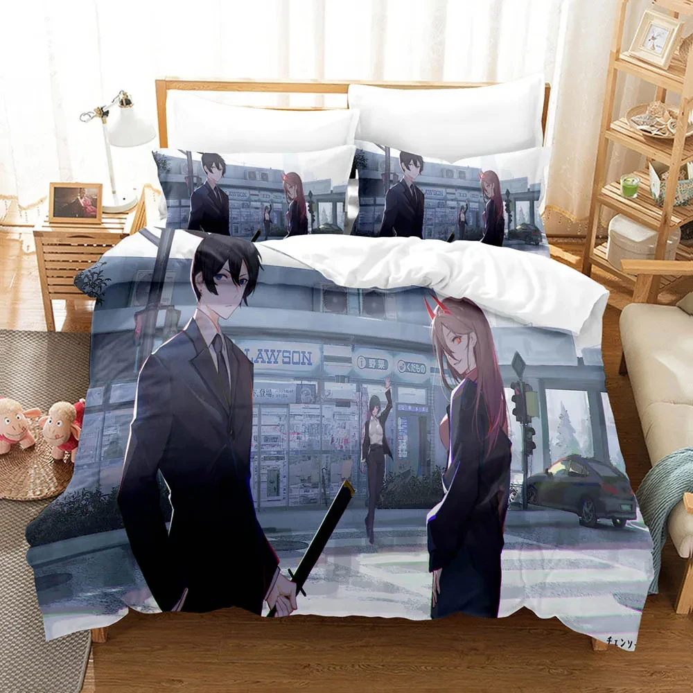 Imagem -04 - Chainsaw Man Makima Bedding Conjunto para Crianças e Adultos Capa de Edredão Fronha Cama Tecido Caseiro Anime Meninos Meninas Twin Queen Size