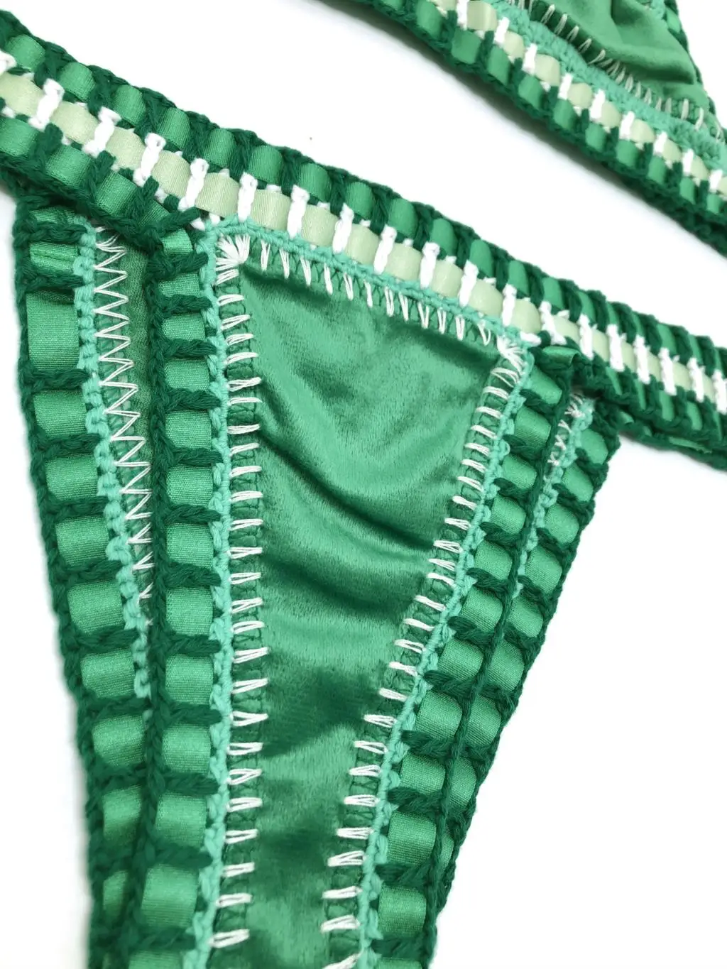 Imagem -06 - Biquíni de Veludo Verde para Mulheres Roupa de Banho Sexy de Crochê para Meninas Biquínis Micro Maiô de Luxo