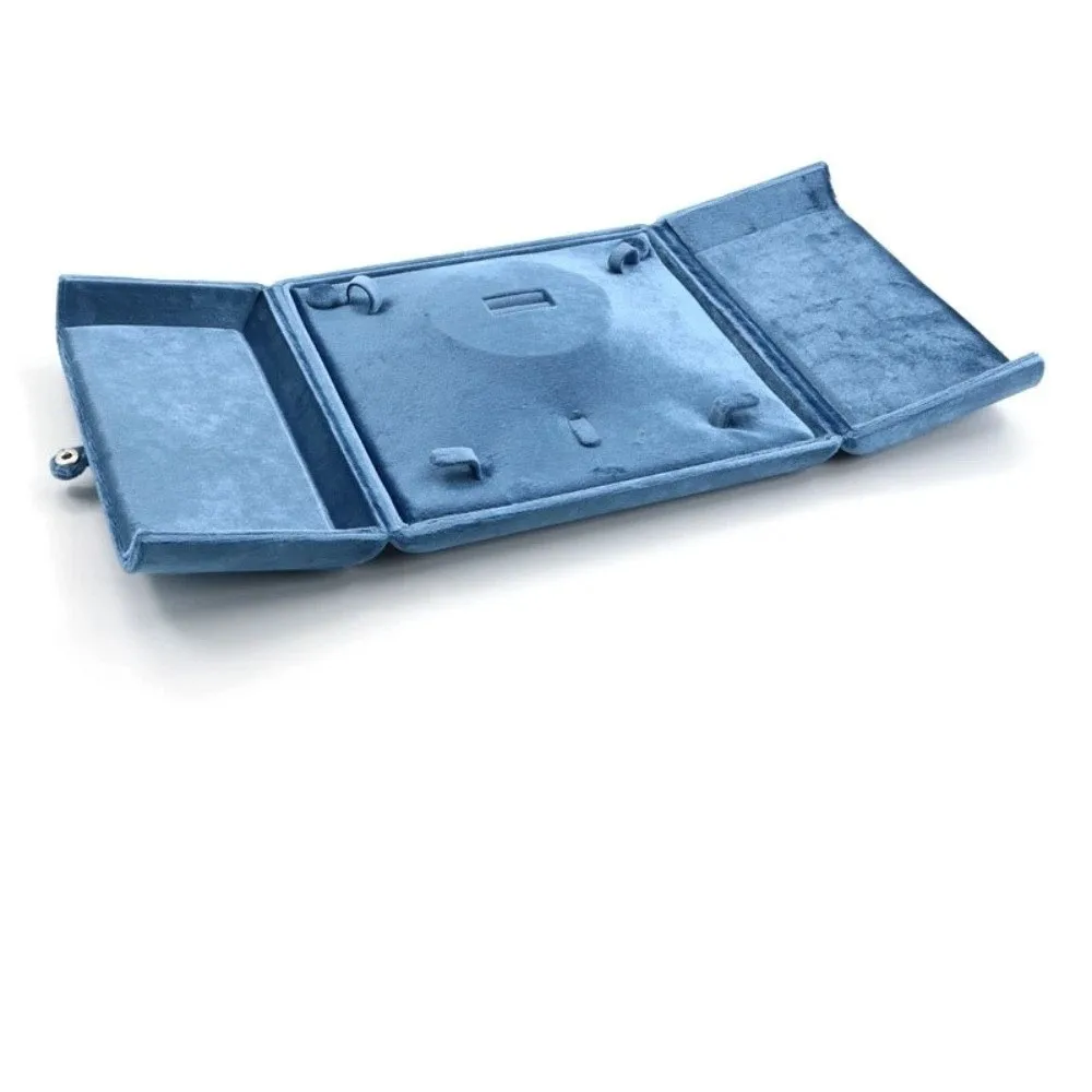 

Fashion Velvet Necklace Storage Box Double Door Multi-functional Necklace Holder Solid Color Rings Bearer Box Jewelry Organizer