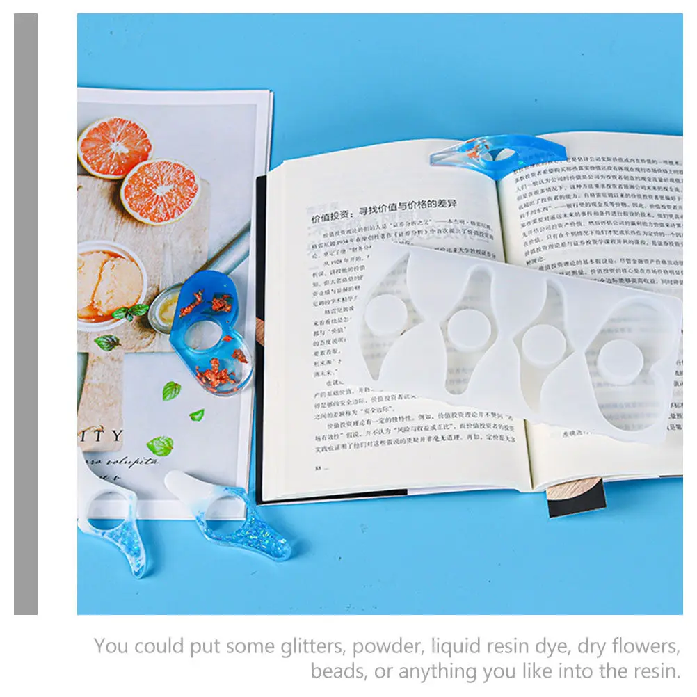 Silicone Bookmark Mold DIY Rectangle Thumb Ring Design Flexible Mold for Resin Casting Crafts Multi-Use Silicone Bookmark Molds