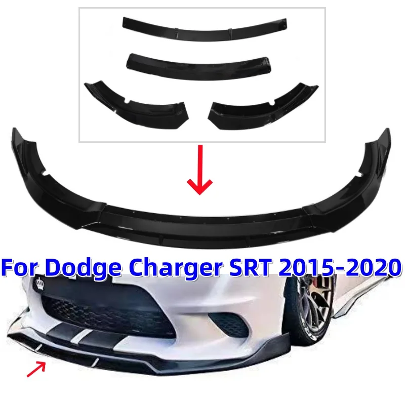 

4Pcs Car Front Shovel Kit For Dodge Charger SRT 2015-2020 Front Bumper Lip Spoiler Splitter Accessories