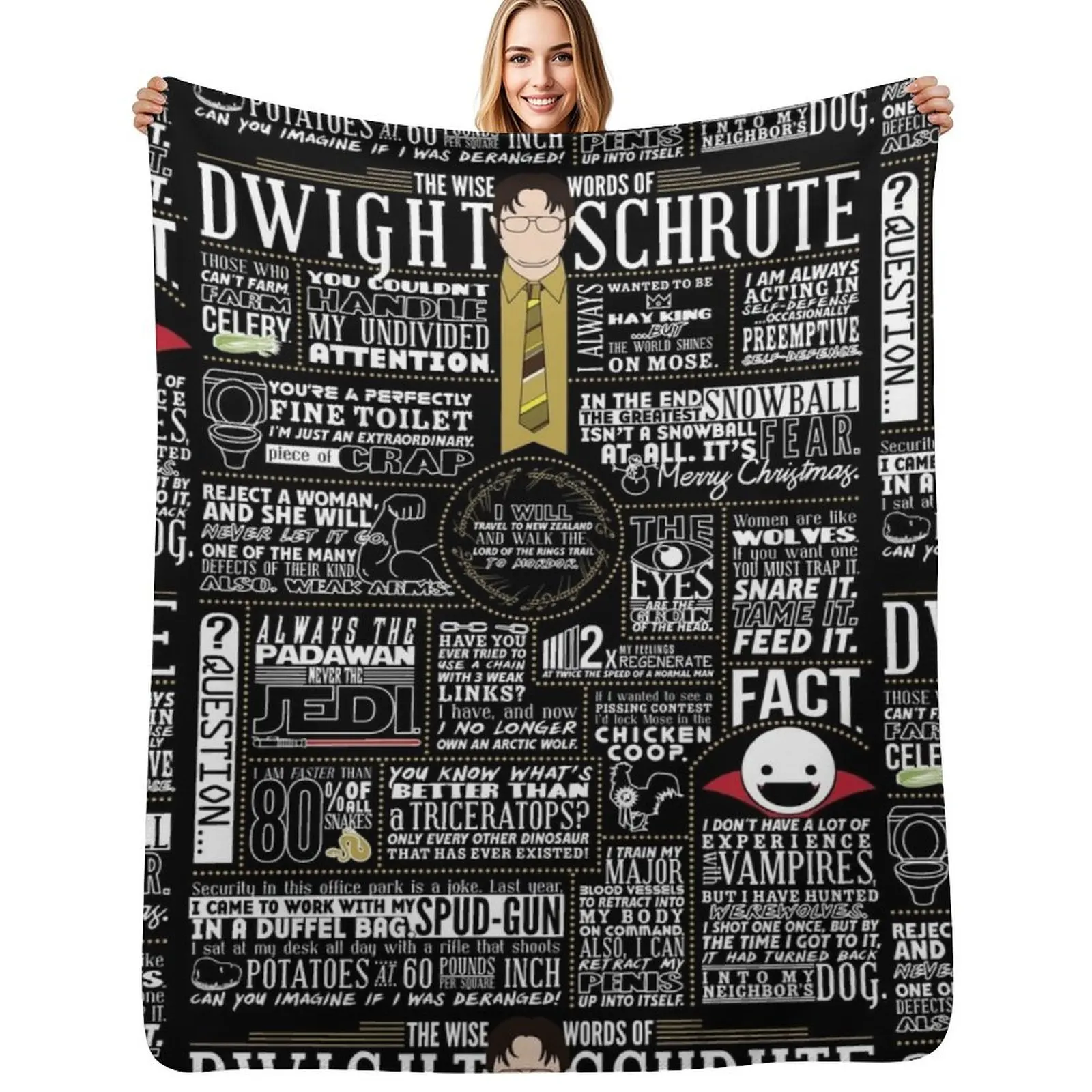 

The Wise Words of Dwight Schrute (Dark Tee) Throw Blanket Cozy Throw Blanket for Bed Sofa Chair