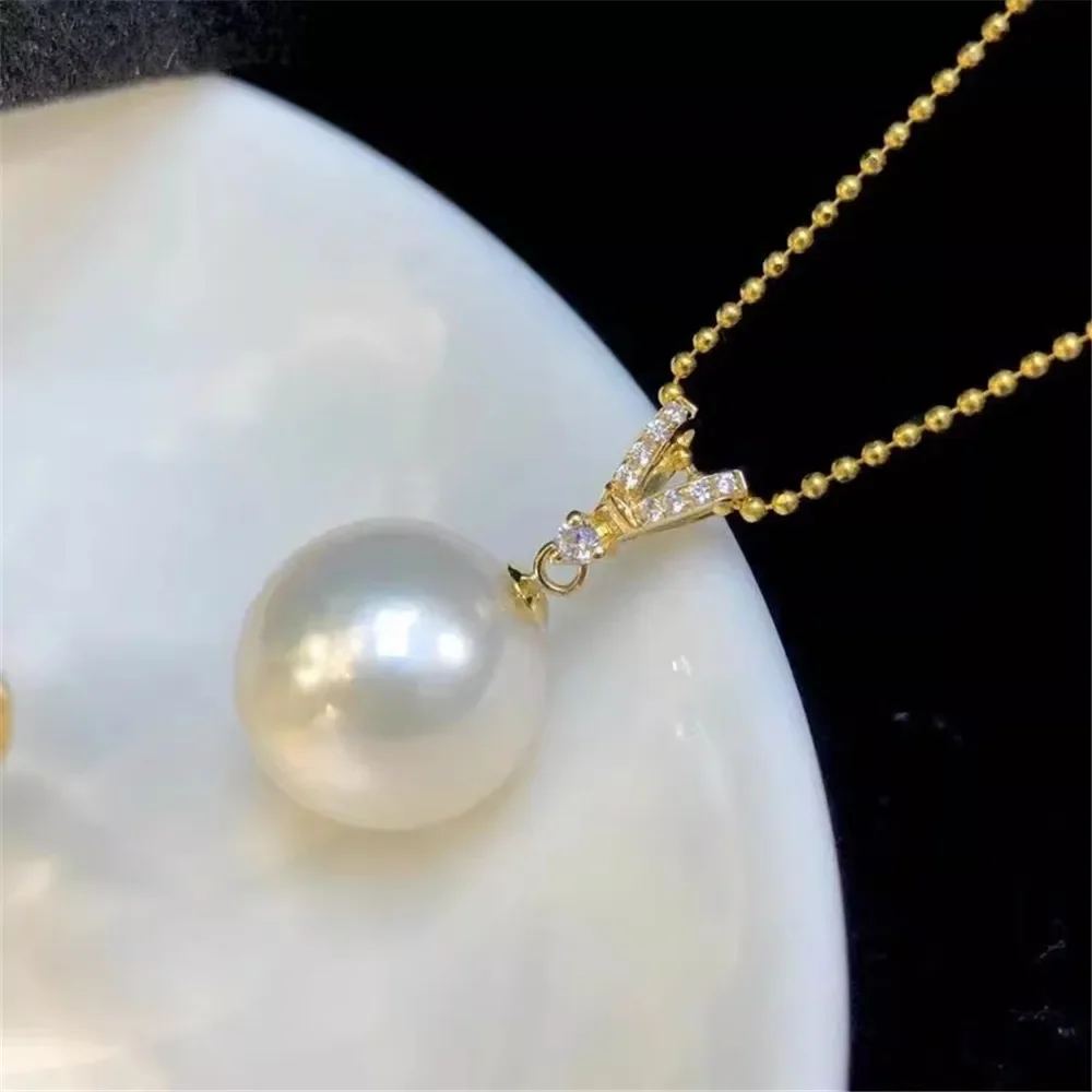 

DIY Pearl Accessories G18K Gold Pendant Empty Support Fashion Pearl Necklace Pendant Female Fit 9-12mm Round Beads G114