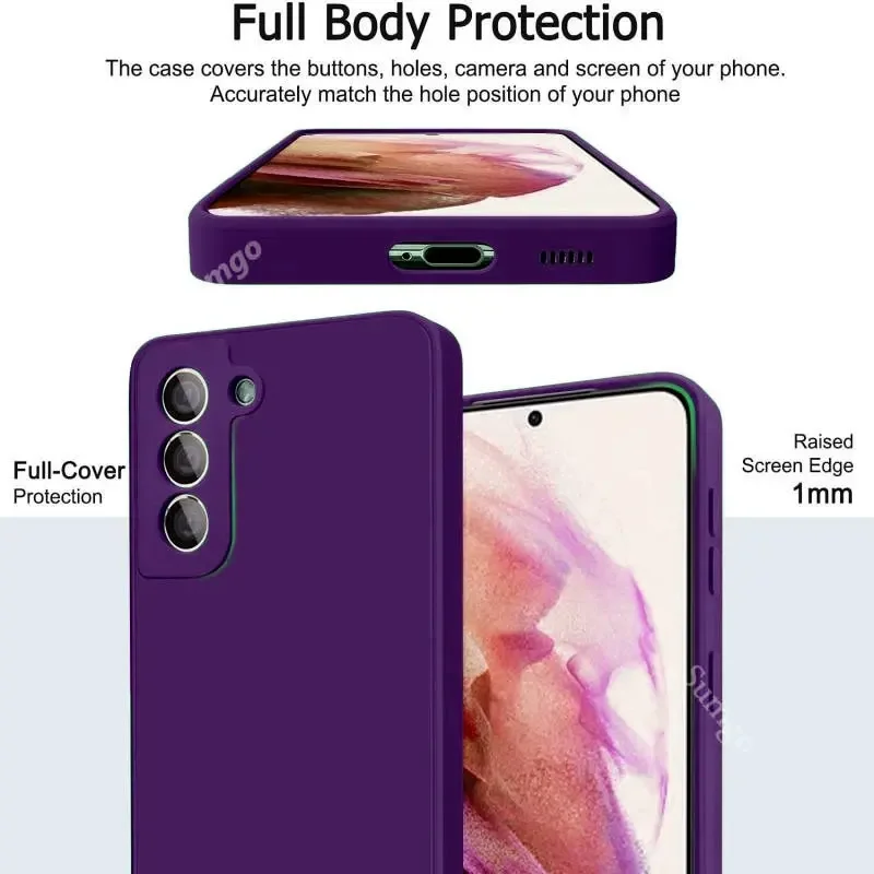 Coque en silicone liquide d'origine pour Samsung Galaxy, S24, S23, S22, S21, S20 Ultra Plus, Fe, A54, A73, A53, A52, 5G, 4G Cover