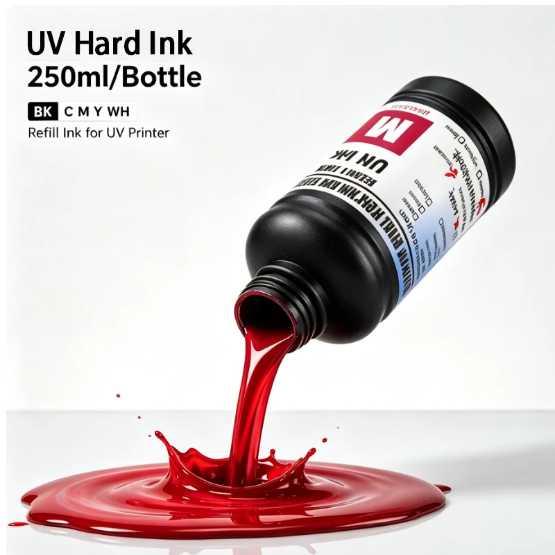 UV Hard Ink 250ml/Bottle UV Ink Compatible for TX800 XP600 DX5 DX6 DX7 i3200 i1600 5113 4720 1390 L800 L805 L1800 UV Printer