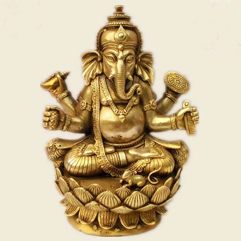 2023 Southeast Asia Indonesia Thailand India COPPER GANESH Elephant God of wealth buddha Recruit good luck statue