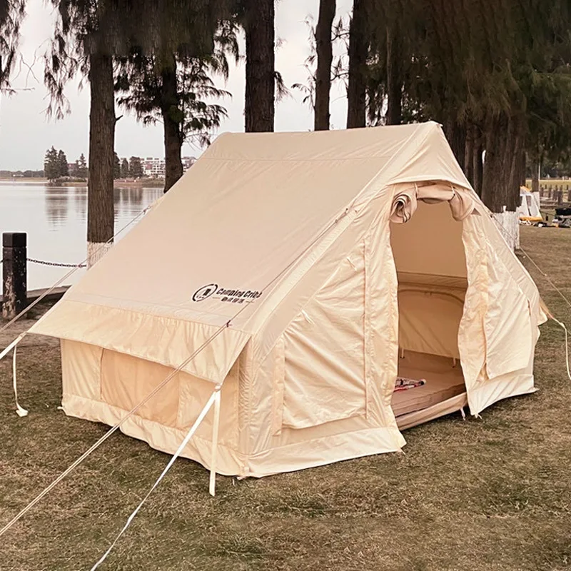 Retro style inflatable large house outdoor folding thickened camping tent portable quick opening inflatable tent route 12.0