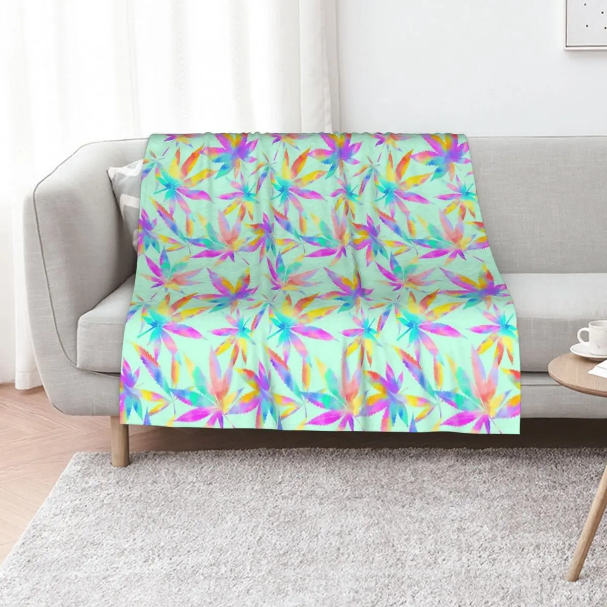 Mary Jane Tropical Mint Green Throw Blanket Comforter Sleeping Bag Luxury Designer sofa bed Blankets For Bed Bed Blankets