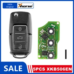 5 Piece XHORSE XKB506EN B5 Flip 3 Buttons XK Series Wire Remote Key Extreme Black