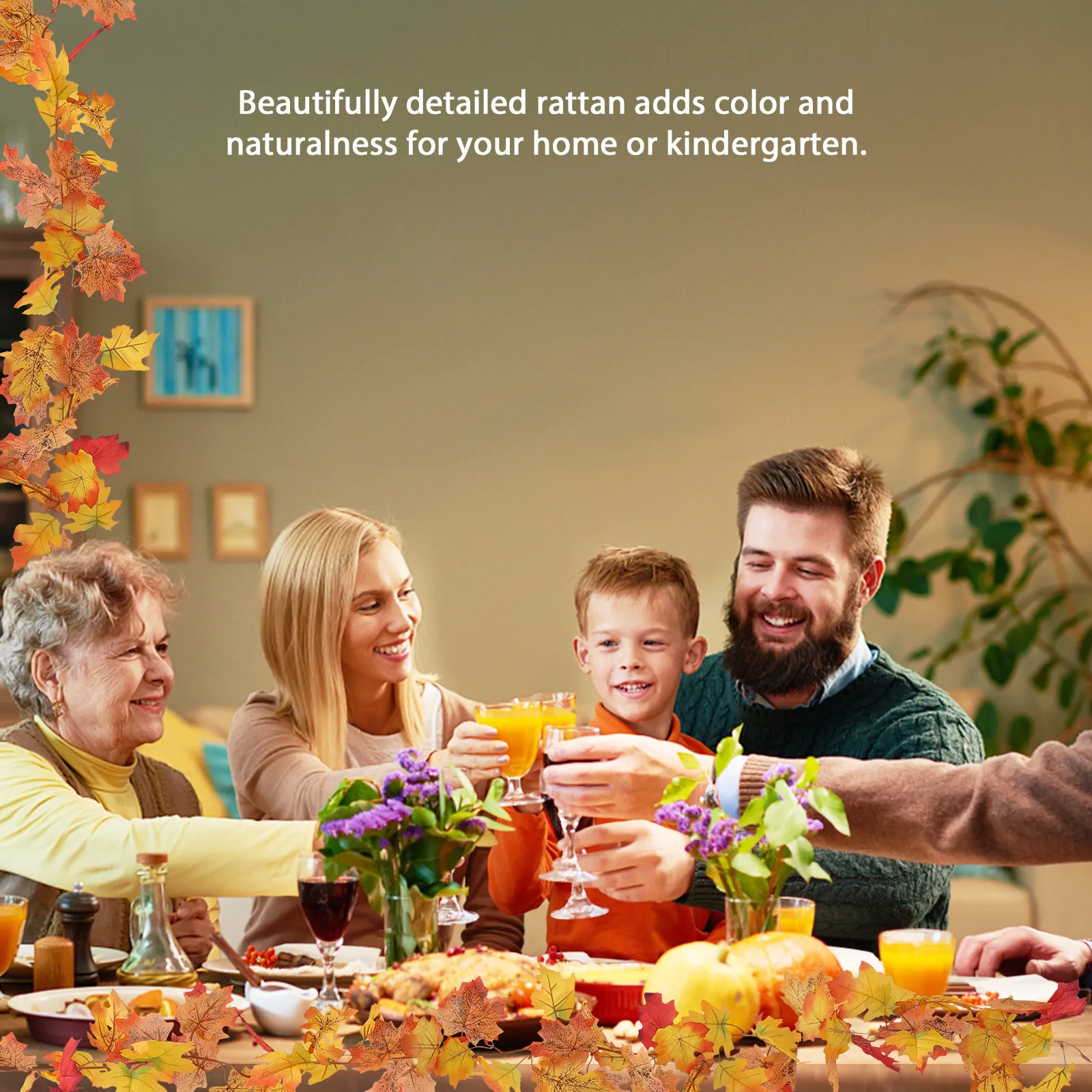 

Искусственная гирлянда из кленовых листьев, 1 шт., имитация виноградной лозы, подвесное украшение для дома и улицы, осенний декор на Хэллоуин